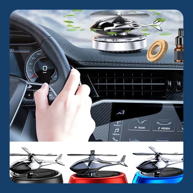 Deodorante per auto Accessori per decorazioni interne Elicottero Diffusore di aromi rotante solare Porta bottiglia di profumo in lega Ornamento Auto