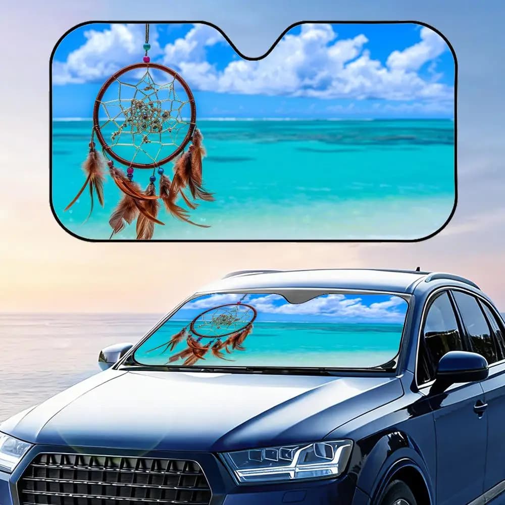 Ocean Wish Dreamcatcher Parasole Pieghevole Universale per Parabrezza Auto Protezione UV Isolamento Termico Copertura Pieghevole