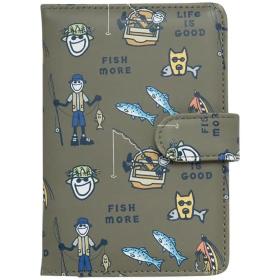 Travel Passport Cover - Anti-Theft Passport Holder Wallet with Interior Card Slots with Magnetic Snap Closure, Gone Fishing