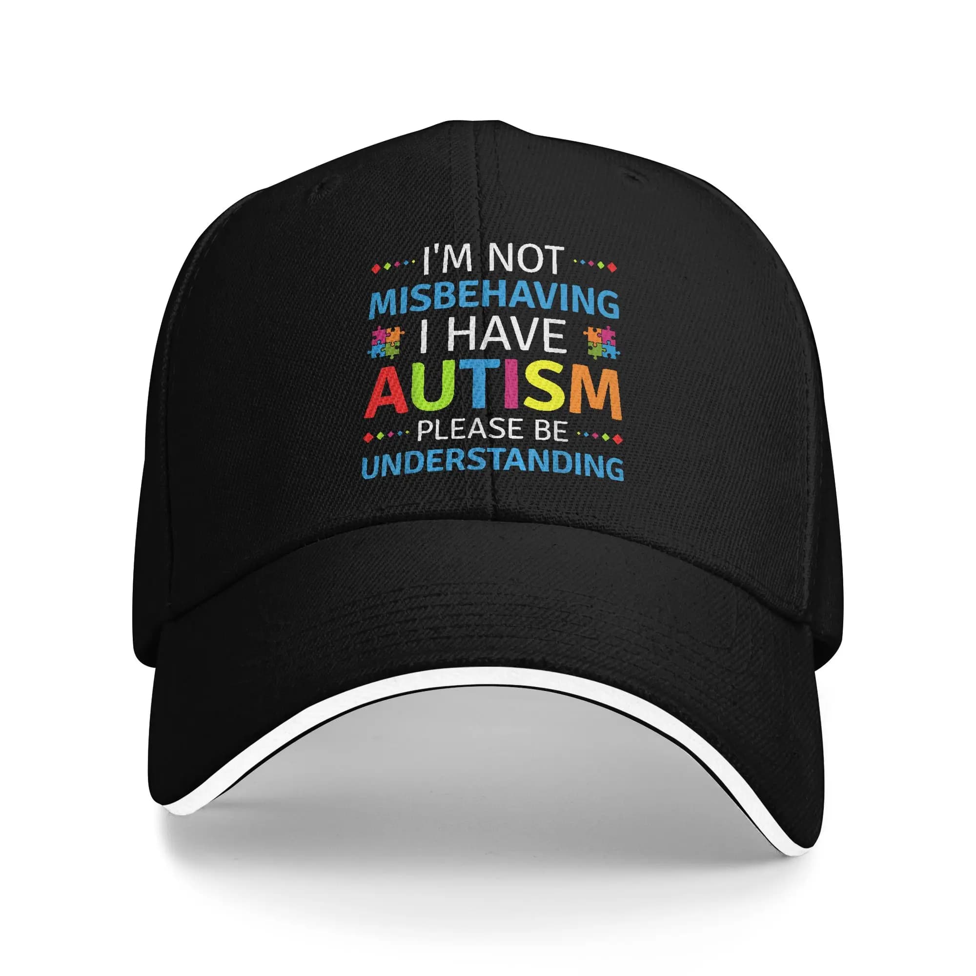 Cappellino da Baseball Estivo Casual, Cappello Trucker con Stampa 'I'm Not Misbehaving I Have Autism', Cappello Snapback Stile Street per Uomo