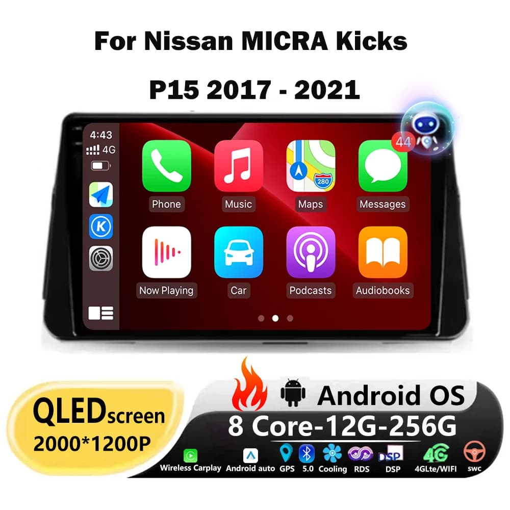 Android 16 Auto Per Nissan MICRA Kicks P15 2017 2018 2019 2020 2021 Autoradio di Navigazione Lettore Video Multimediale Stereo Carplay