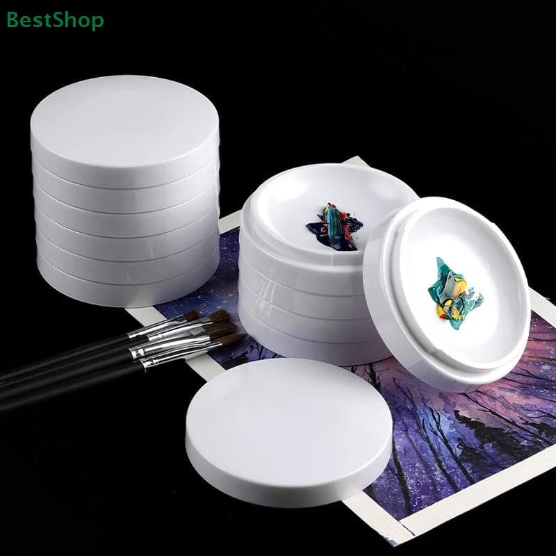 ♥ ♥ ♥ Tavolozza in finta ceramica a cinque strati addensata con coperchio, scatola per miscelare il piatto di vernice