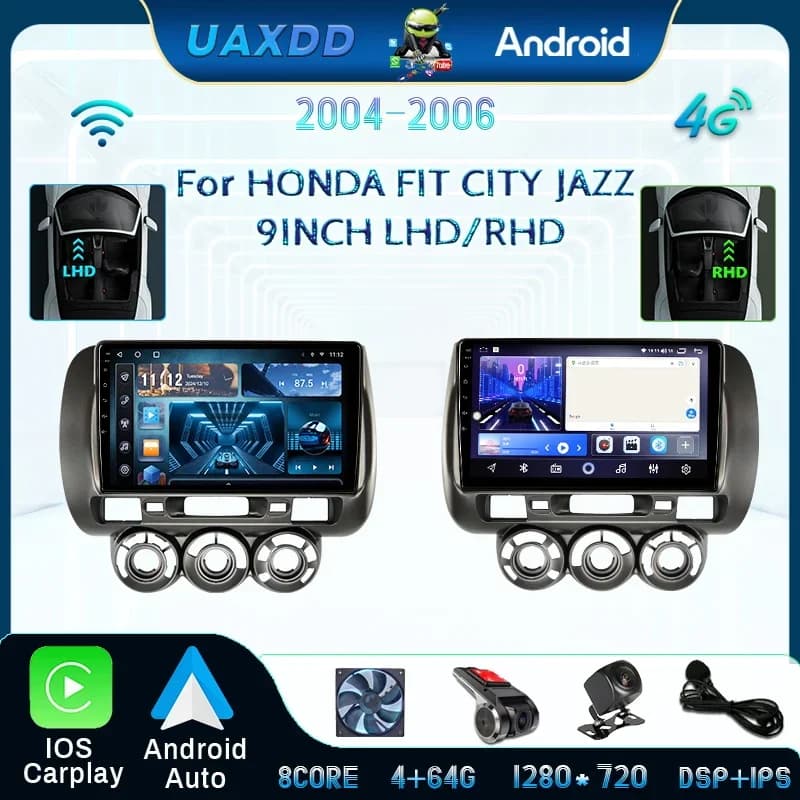Per il 2004-2006 HONDA FIT CITY JAZZ 9 POLLICI telaio GPS per auto Android stereo fascia cruscotto audio lettore multimediale schermo cavo video