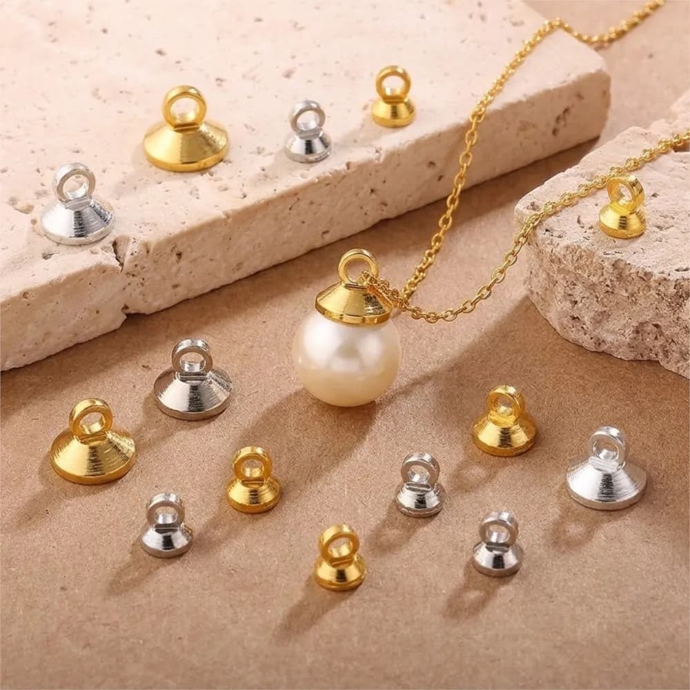 20 pz/lotto 3/4/5/6mm Tappi a sfera placcati oro 18K, Ciondoli e Charms per Creazione Gioielli Fai da Te: Collane, Bracciali, Orecchini