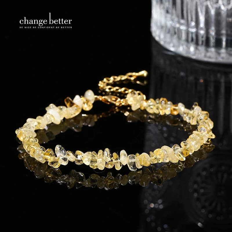 Change Better Natural Citrines Chips Gravel Stone Chain Bracelets Women Yellow Cystal Healing Energy Jewelry Birthdary Jewelry