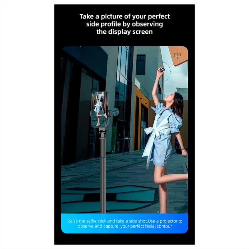 【Disponibile】CL07 Specchio per lo schermo Selfie Stick Schermo di proiezione WIFI Treppiede Display in tempo reale Monitor selfie per smartphone Vlog