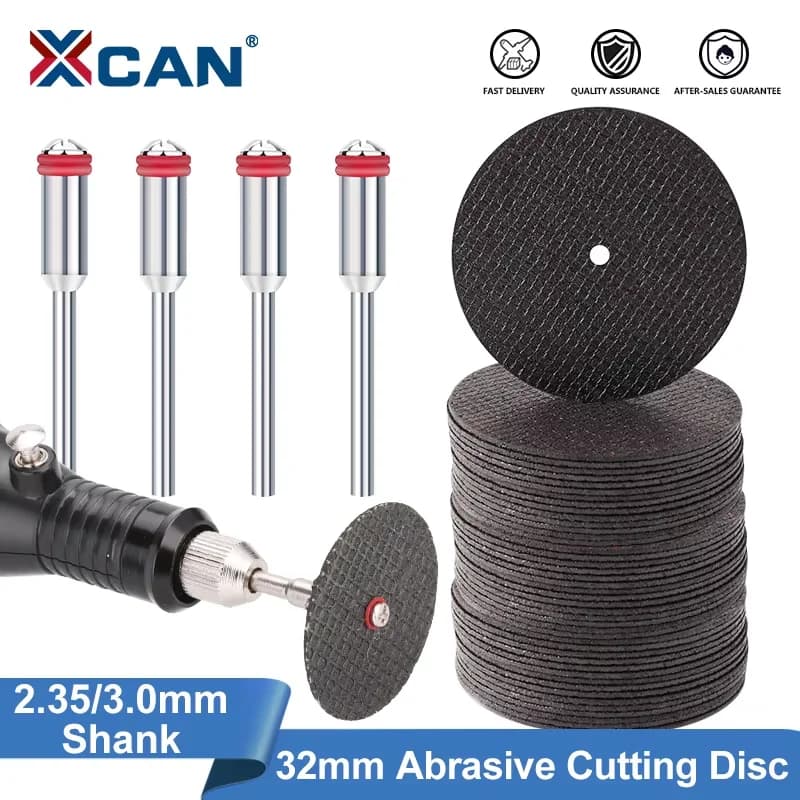 XCAN Set di dischi da taglio abrasivi da 32 mm con mandrini Mole per accessori Dremel Lama per sega utensile rotante per taglio metalli