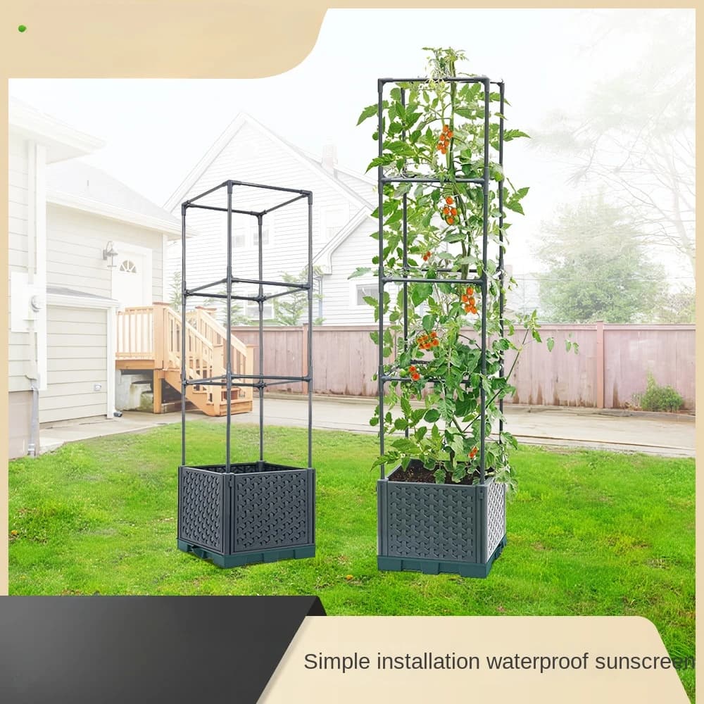 Square top planting box, vegetable and fruit planting rack, family balcony, climbing vine plant planting bracket