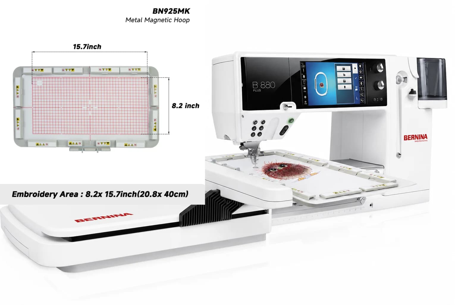 8.2"x15.7" Magnetic Embroidery Hoop for Bernina 990/880 PLUS / 830/790/ 790 PRO / 770 QE Embroidery Machine with Long Magnets