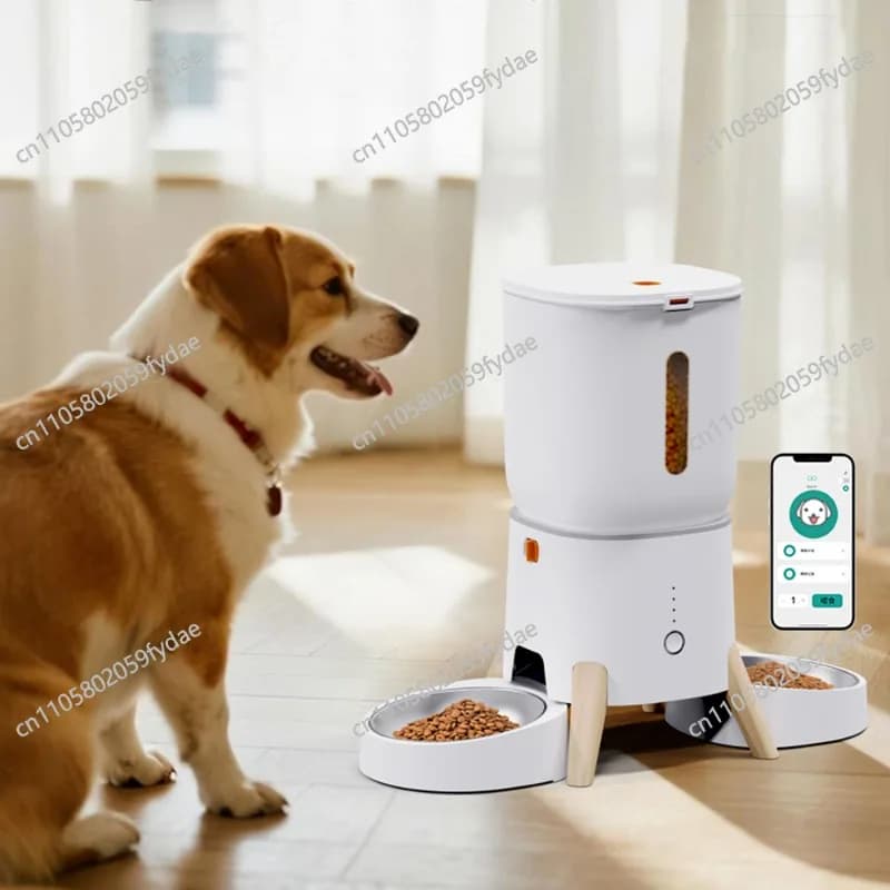 Distributore Automatico di Cibo per Cani e Gatti, Dispenser Intelligente Wireless con Doppia Ciotola in Acciaio Inossidabile