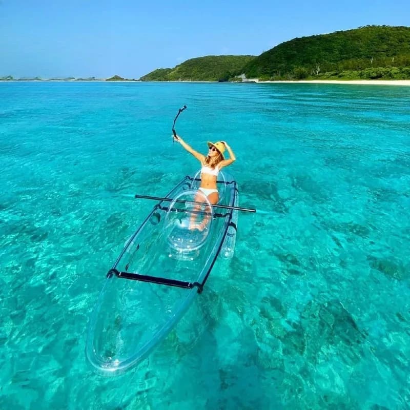 Barca in Vetro Cristallo Completamente Trasparente per Kayak, Fotografia e Gite Panoramiche con Pagaia