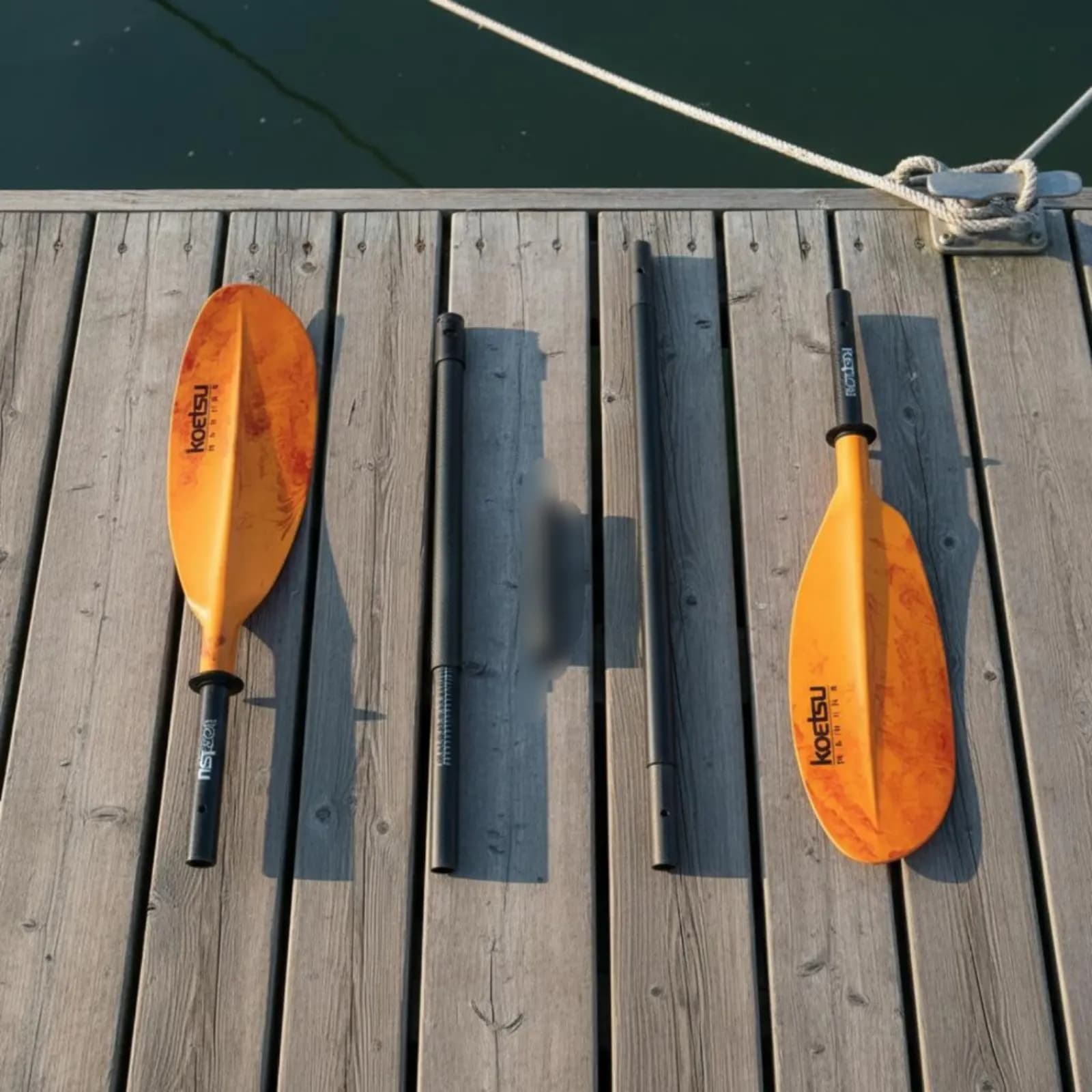 Pagaia da Kayak a Doppia Lama con Design Marmorizzato, Pagaia in 4 Pezzi con Lunghezza Regolabile, Anelli Anti-Acqua per Viaggi e Touring