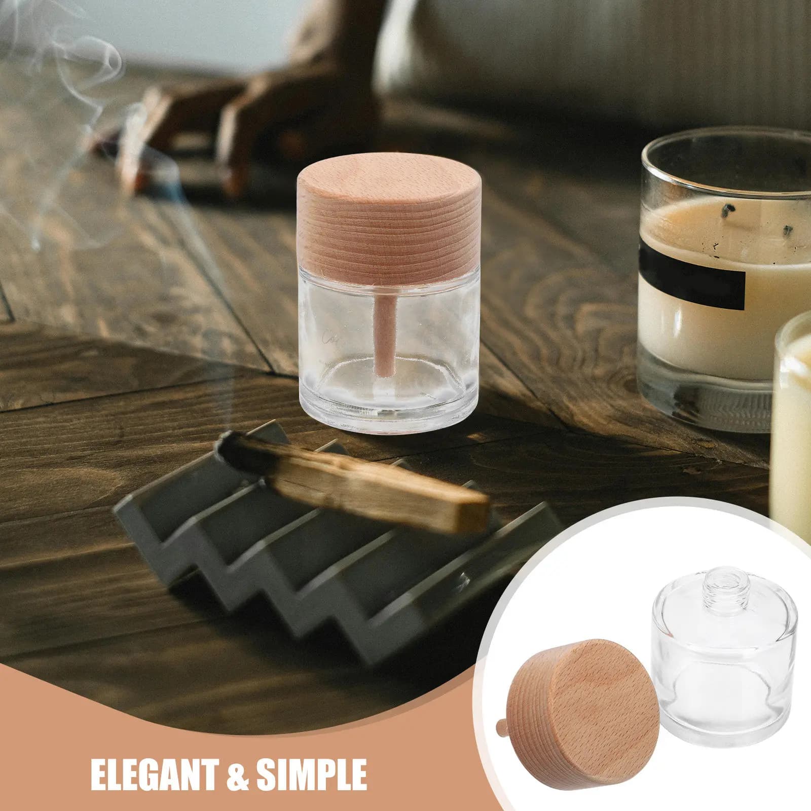 60ml Wooden Cap Aromatherapy Bottle Essential Oil Volatile Container Glass Diffuser Home Decor Bedroom Entryway Fragrance
