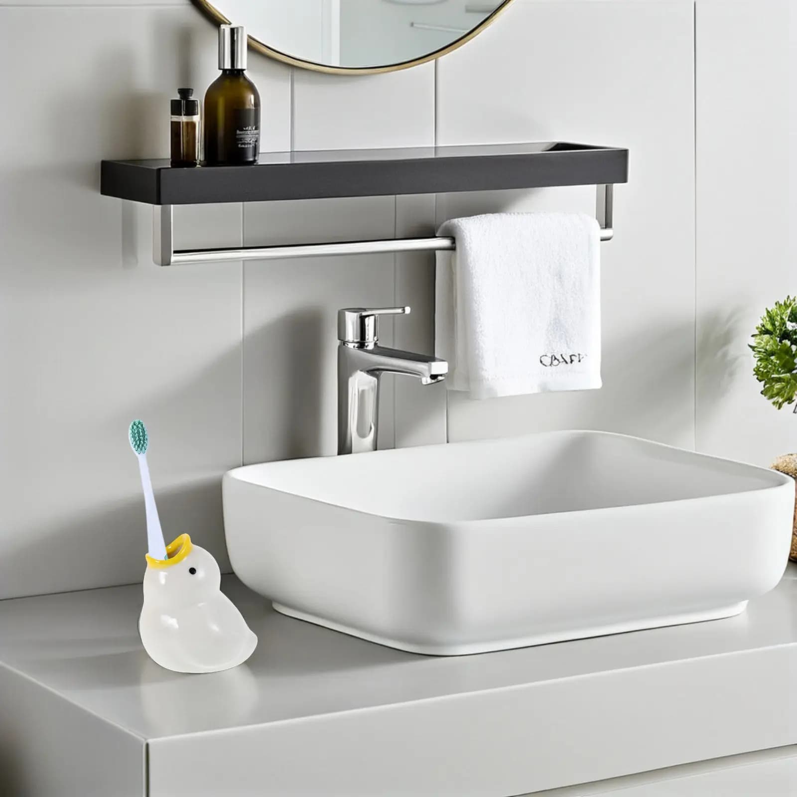 Adorabile Portaspazzolino in Ceramica, Organizzatore da Bagno a Forma di Cartone Animato, Accessorio Carino per il Bagno, Supporto per Spazzolini