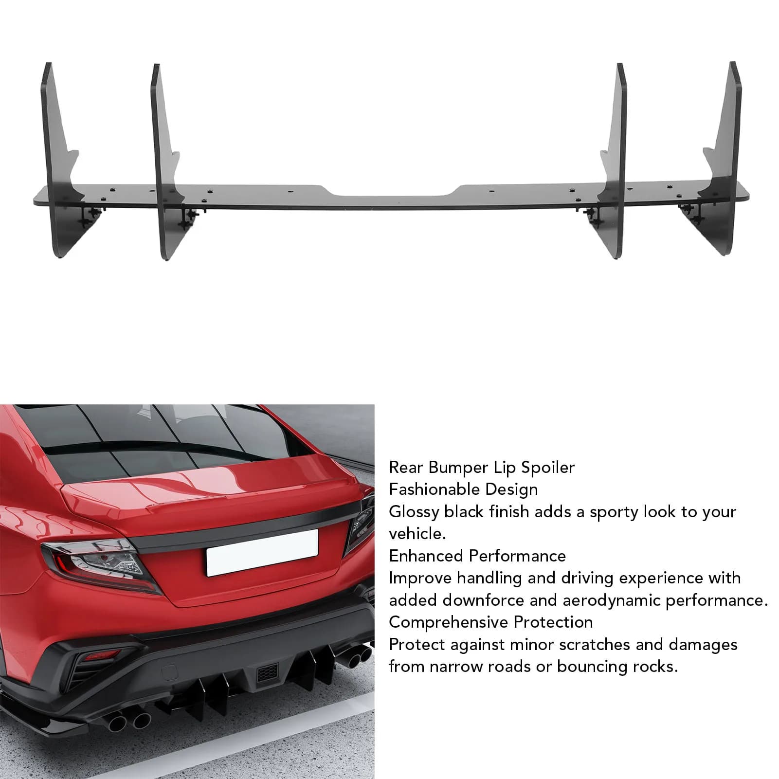Rear Bumper Lip Spoiler Glossy Black Sporty Look Rear Lip Body Kit Spoiler Diffuser for WRX STI 2022 and Later