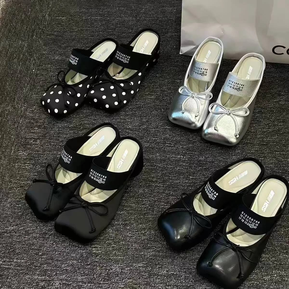 Women's 2026 New Design Sense Niche High Heels Fashion Square Toe Bow Baotou Half Slippers