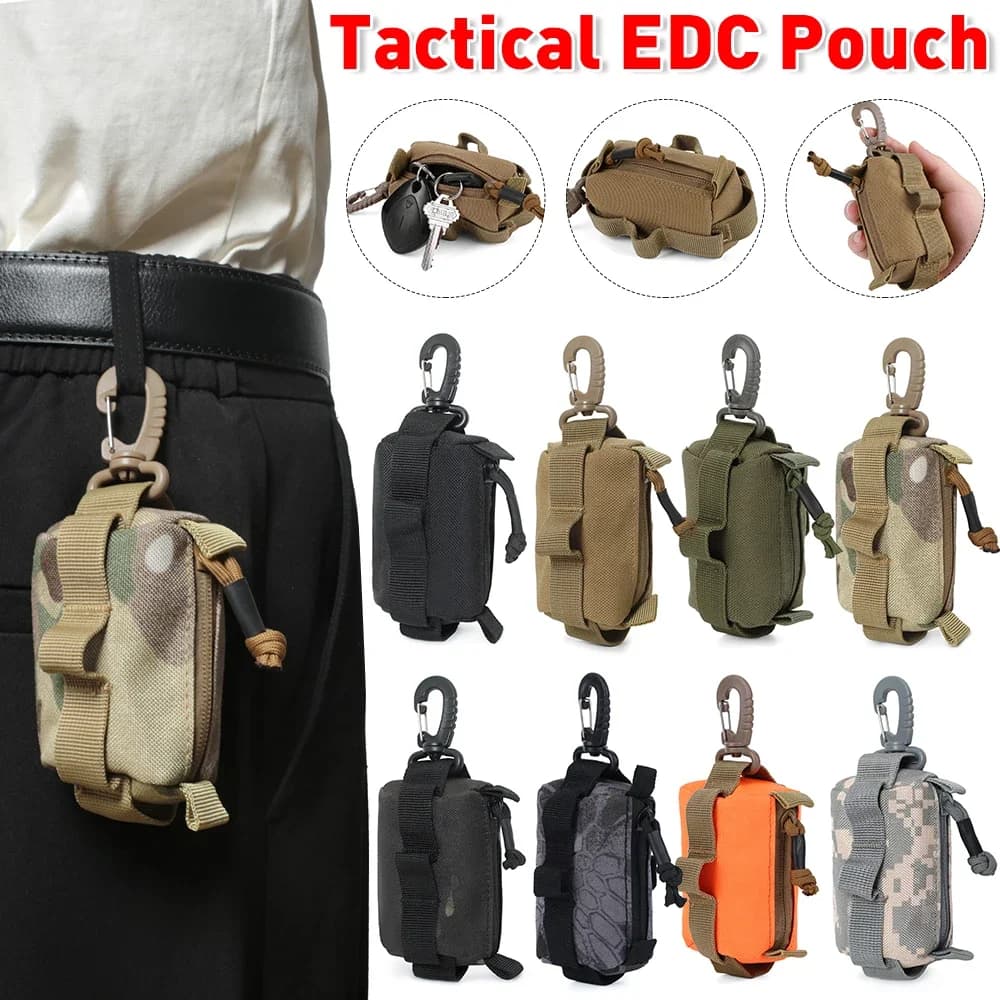 Tactical EDC Pouch Zipper Key Card Holder Pouch Coin Purses Military Wallet Small Bag Organizer for Men and Women Outdoor Hiking