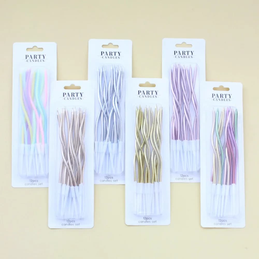 12/48pcs/1case Birthday Candles Spiral Cake Candles Long Thin Cake Candles For Wedding Party And Cake Decoration