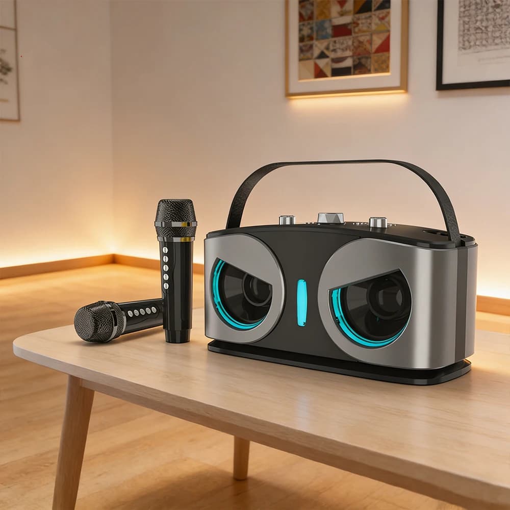 WJ-A922 Altoparlante Karaoke a Forma di Gufo, Fornitura Esclusiva Transfrontaliera, Doppio Microfono, Bluetooth Wireless, Uso Domestico, Audio per Esterni