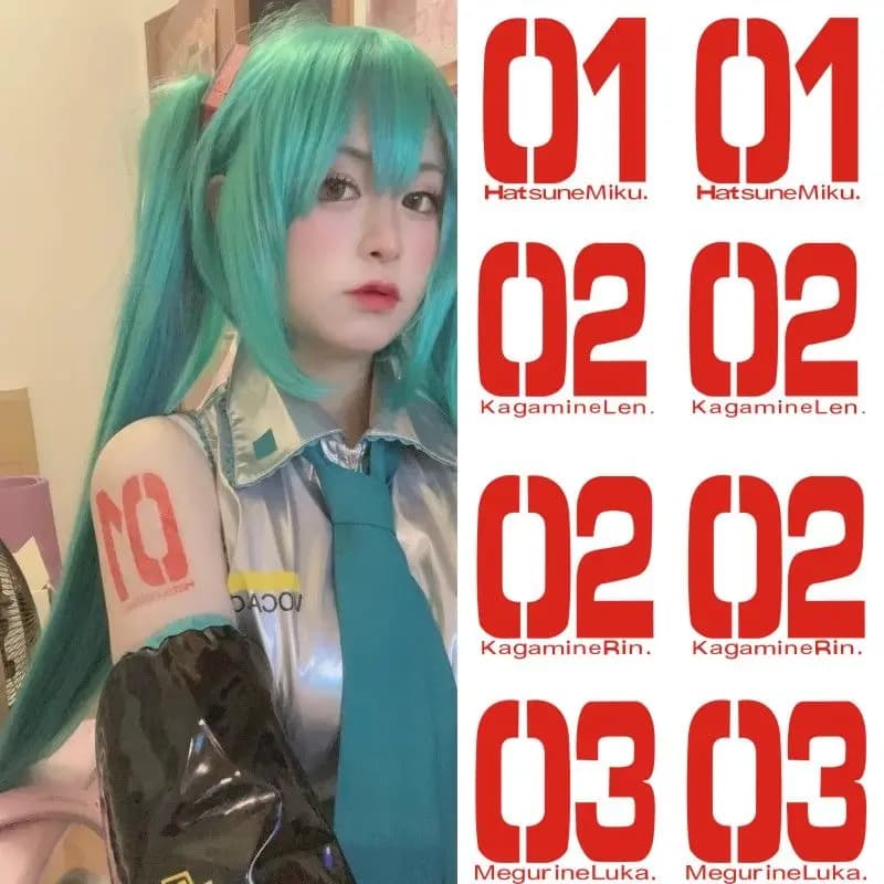 kawaii Cartoon Anime girl Hatsune Miku tattoo paste COS sticker digital red 01 02 03 animation customized waterproof arm gifts