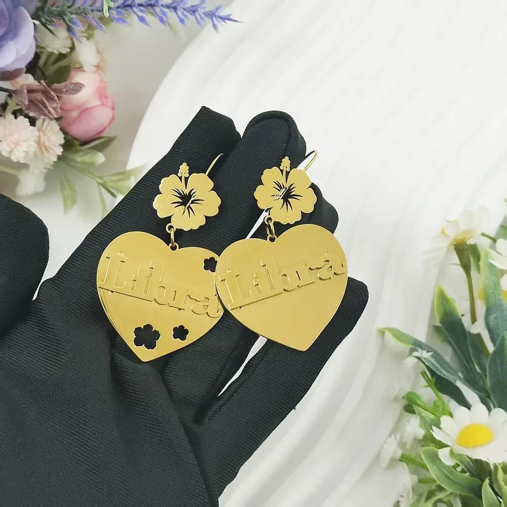 Orecchini con nome in acciaio inossidabile personalizzabili con cuore/corona/fiore Orecchini in acciaio inossidabile Trend 2025 Regalo per fidanzata, mamma, amiche