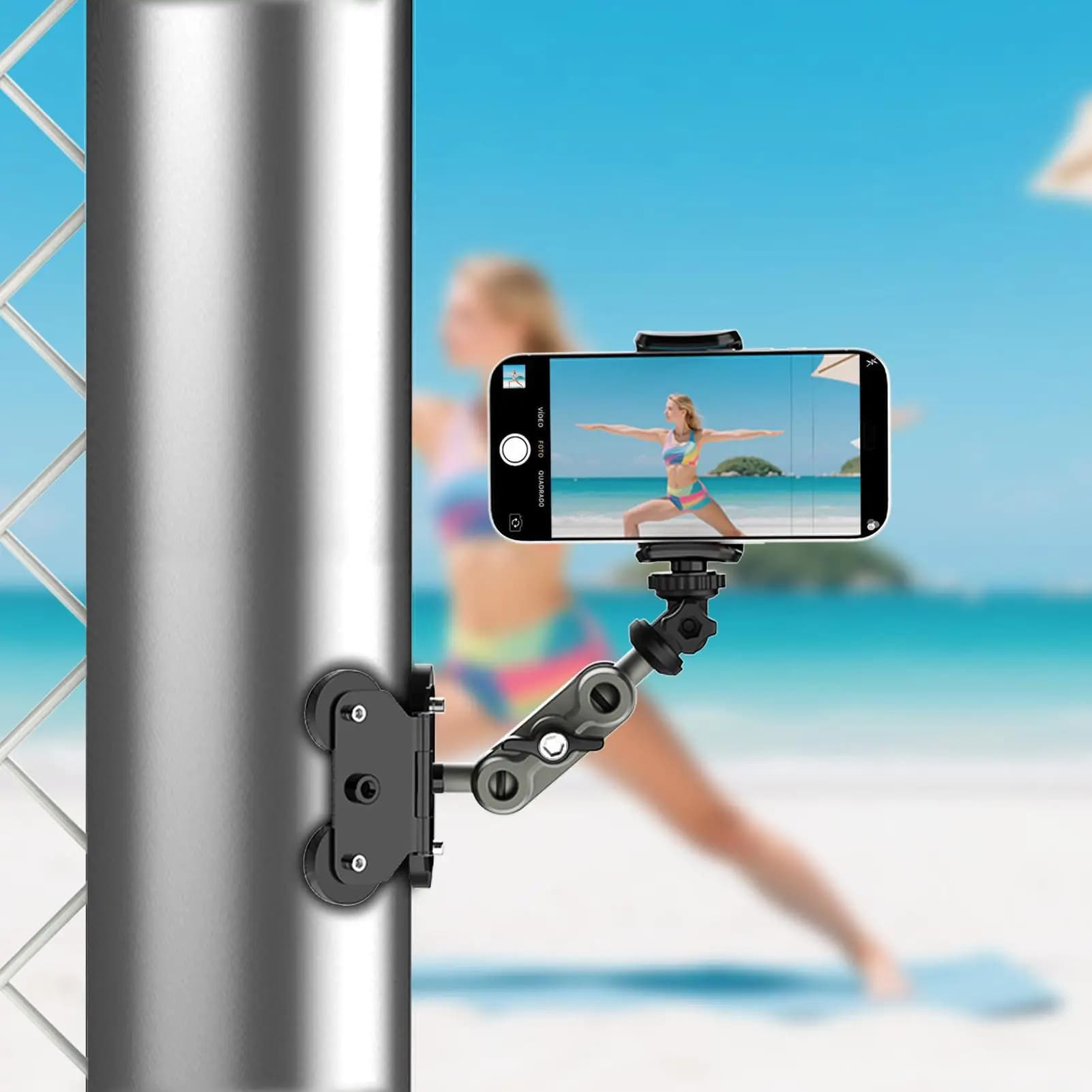 Supporto per Telefono da Recinzione, Staffa Magnetica Regolabile per Smartphone e Action Cam, Supporto per Palo di Recinzione per Donne, Uomini, Adolescenti e Adulti