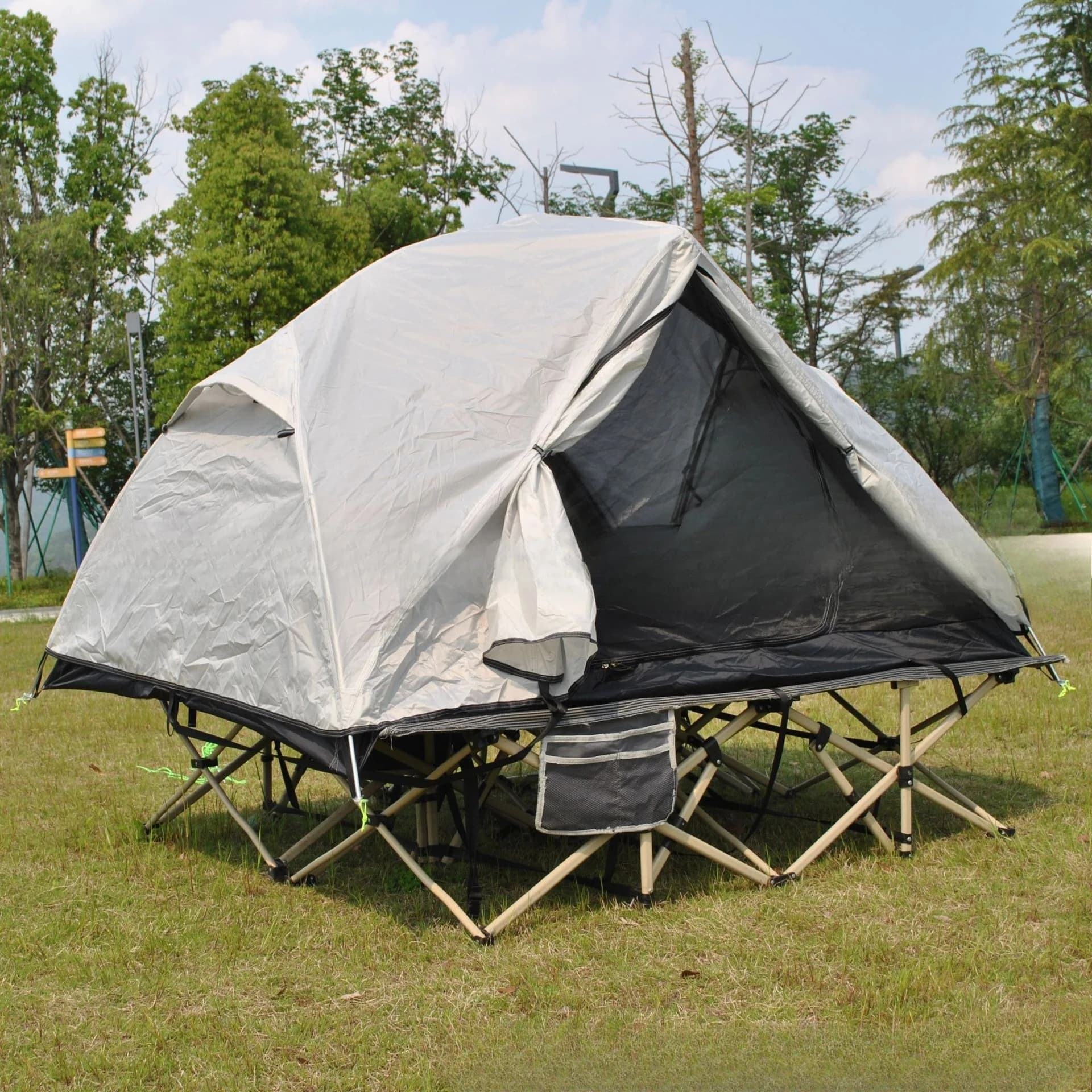Aluminum alloy pole two-in-one ground-off tent, double camp bed tent, excluding camp bed