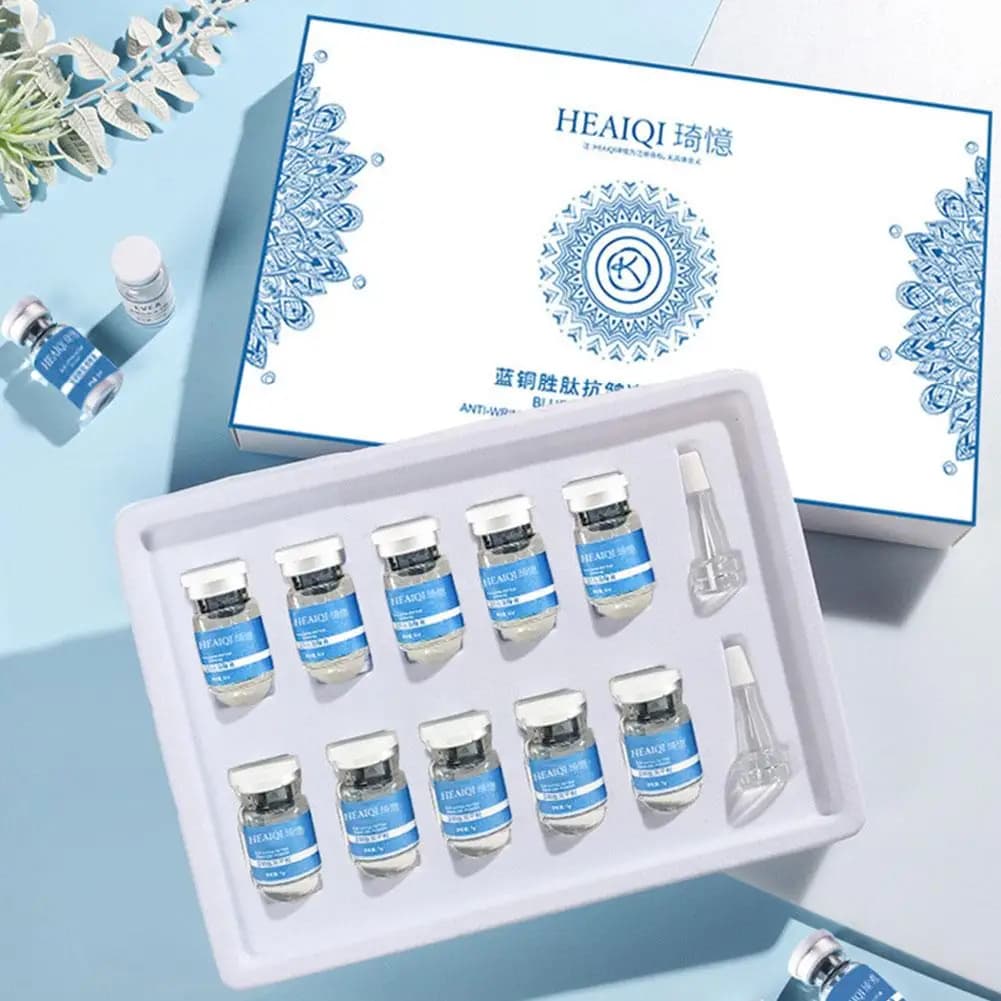 Set di Cura della Pelle Viso con Essenza di Collagene al Peptide di Rame Blu, Polvere Liofilizzata, Duo Polipeptidi per Riparazione, Idratazione e Rassodamento