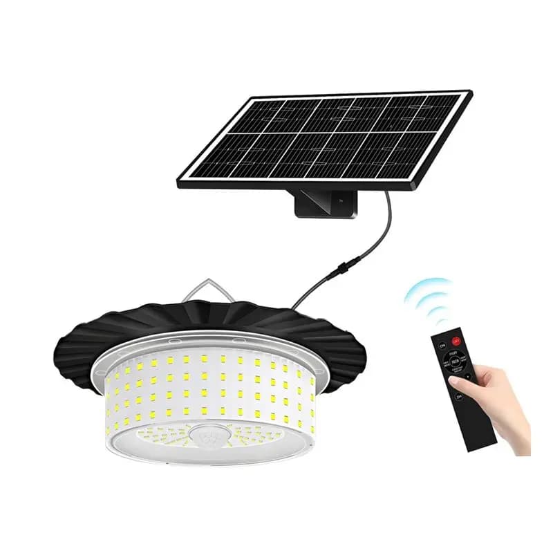 Lampada Solare a Sospensione A02M-244-LED con Sensore di Movimento, Luce Solare per Capanno, Illuminazione Esterna a Energia Solare con Sensore di Movimento