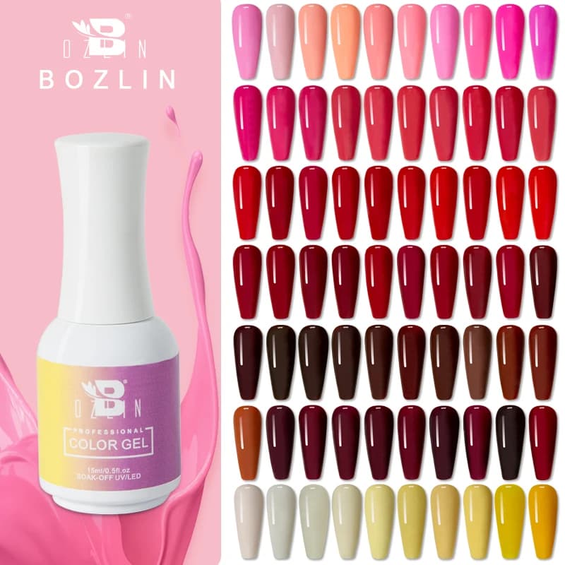 BOZLIN Smalto Gel per Unghie 15ml, Rosso Brillante, Smalto Gel UV LED Soak Off, 122 Colori, Arte per Unghie, Regalo per Donne