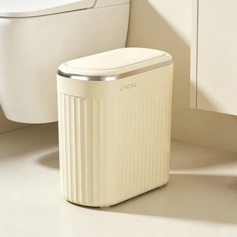 Luxury Trash Can Press‑Top Sealed Waste Bin Vertical Slim Narrow Gap Waterproof Garbage Bin Bathroom Small Space Wastebasket