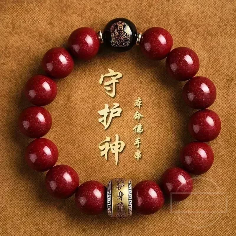 Braccialetto con Cinabro Naturale dei Dodici Segni Zodiacali, Amuleto Protettivo, Bracciale con Pietra Originale e Cristallo per Uomini e Donne