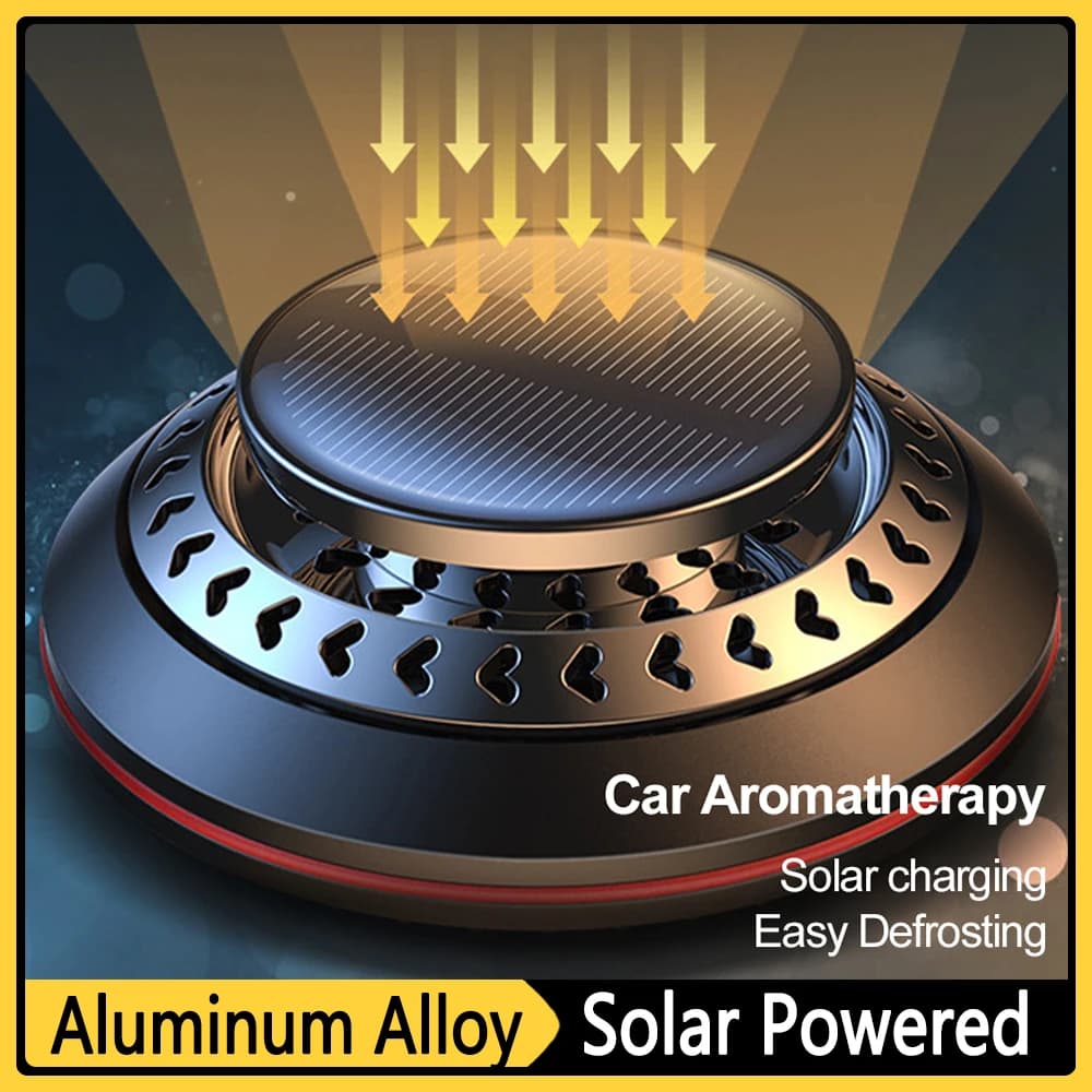 Diffusore di Aromi per Auto a Energia Solare, Olio Essenziale a Levitazione, Rotazione Automatica, Deodorante per Auto, Decorazione Interna