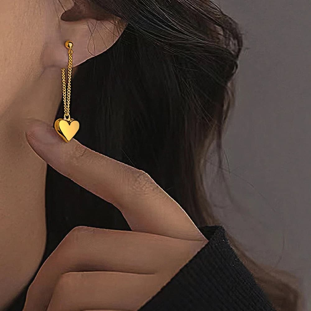 Stainless Steel Earrings For Women Heart Chain Earring Jewelry Prevent Allergy Party Accessories Gift Heart Earrings