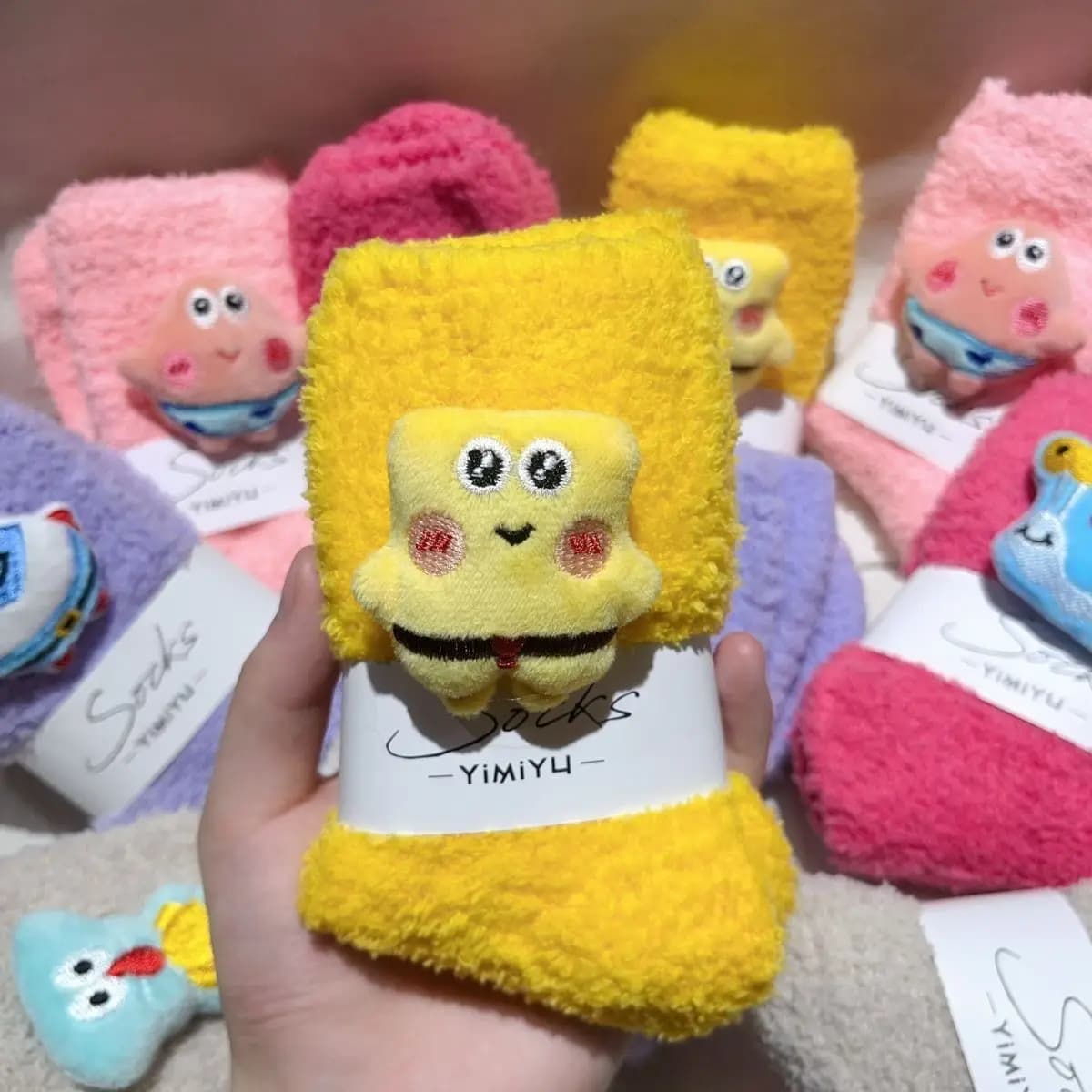 SpongeBob SquarePants Patrick Star Coral Velvet Socks Children's Floor Socks Autumn Winter Velvet Friendly Animated Carton