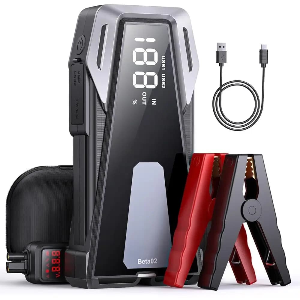 Avviatore di Emergenza Portatile per Auto 6000A 21800mAh con Ricarica Rapida USB e Luci LED