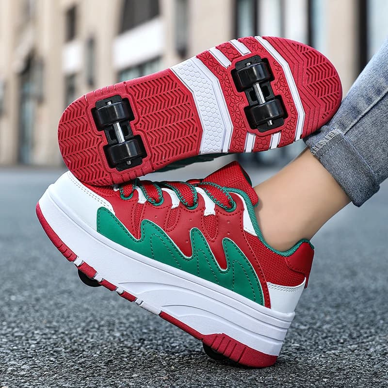 Nuove scarpe da passeggio veloci per bambini - pattini a rotelle automatici retrattili per ragazzi - pattini da ghiaccio a quattro ruote per ragazzi per esterni