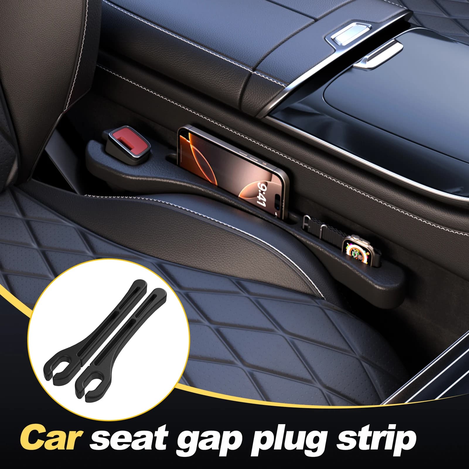 1 Pair Car Seat Gap Filler Strip Universal Seam Plug Strip Leak-Proof With 2 Slot Seat Side Organizer Car Interior Accessories