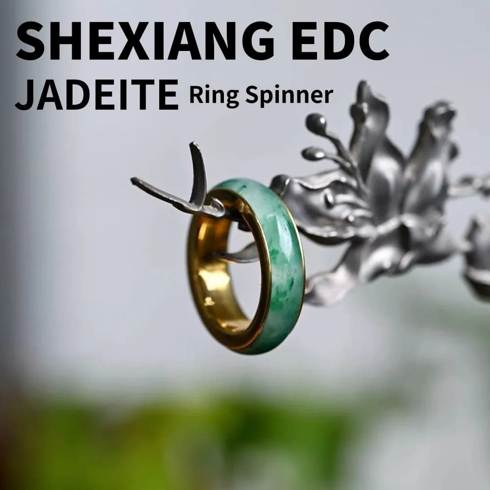 SHEXIANG EDC Africa JADEITE Anello Spinner Agitarsi Giocattoli Per Adulti Giocattolo Alleviare Lo Stress Anello Cricchetto Spinner Alleviare L'ansia Gadget