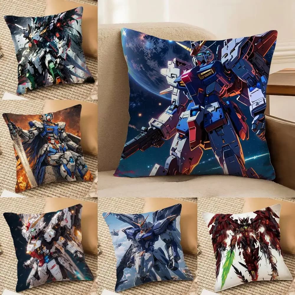 Mobile Suit Gundam Gundam Phenex Anime Plush Pillow Cover Copricuscino in morbido peluche corto per divano, camera da letto, decorazioni per la casa, regalo