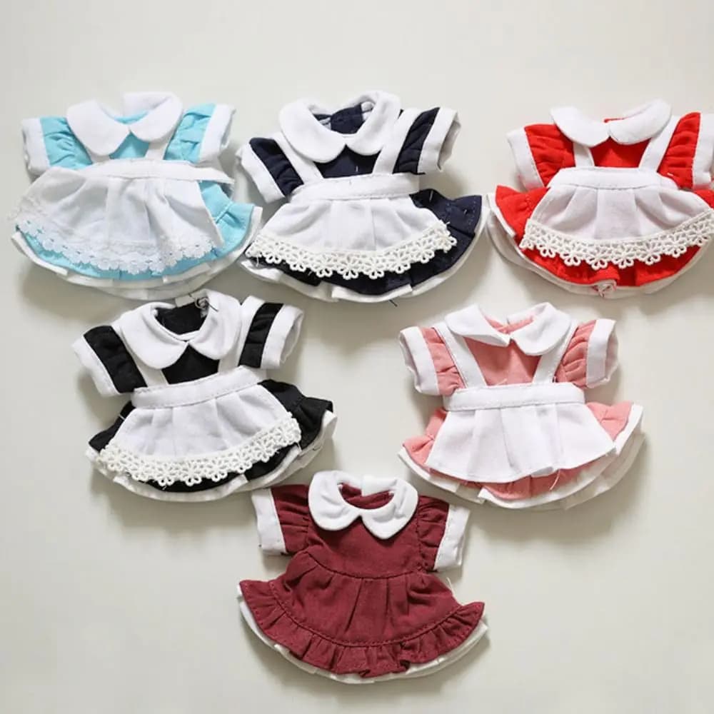Abito da principessa in cotone per bambola multicolore da 10 cm, abito da cameriera per bambola carina fatto a mano, abito in miniatura sostituibile