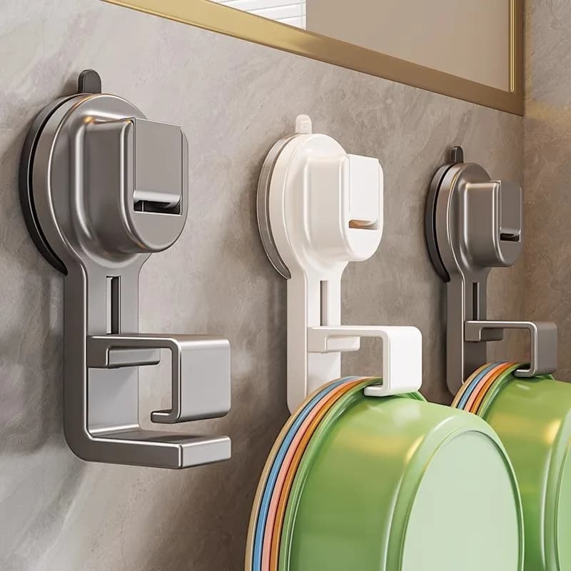 Gancio a ventosa per lavabo, portaoggetti da bagno, portaoggetti da bagno senza perforazione, accessorio appendi-lavabo per WC domestico