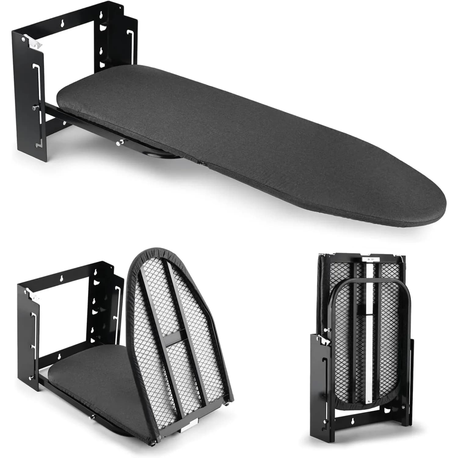 Wall Mounted Ironing Board Foldable Iron Board Compact Iron Board for Small Spaces Adjustable Iron Stand Heat Resistant Cover