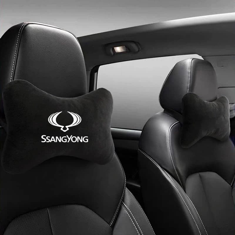 Pelle scamosciata Auto Collo Cuscino Sedile Poggiatesta Supporto Lombare Cuscino Protezione Della Colonna Vertebrale Per SsangYong Actyon Korando Kyron Musso Rexton Tivoli