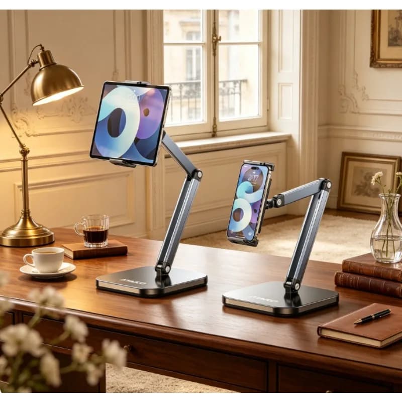 Adjustable Tablet & Monitor Stand with Clamp, 360° Rotating, Height Adjustable, Multifunctional for Gaming, Study & Office
