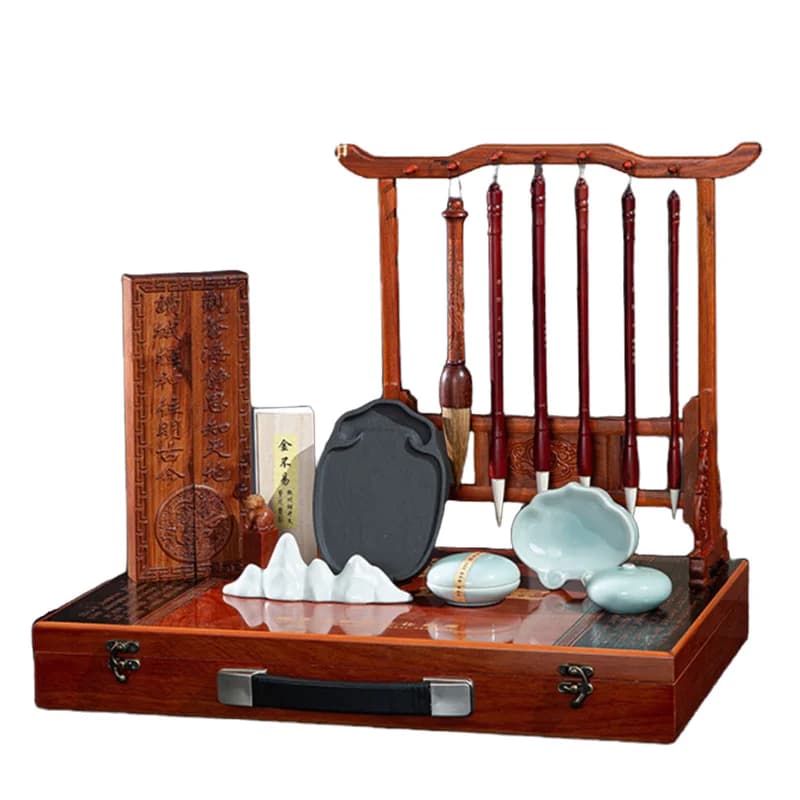 Study four treasures set professional high-end calligraphy brush inkstone pen ink paper inkstone boutique gift box for gifts