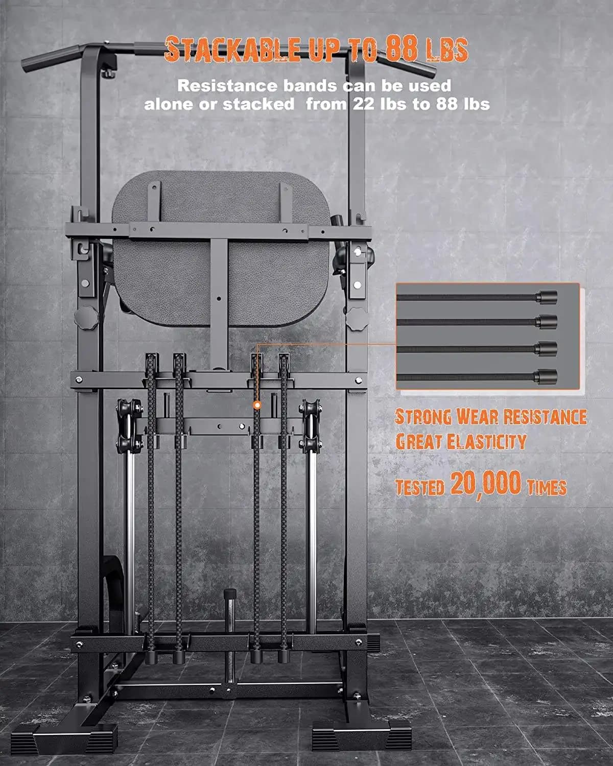 Multi-Function Power Tower Pull up Bar Dip Power Rack Strength Workout Station Power Tower