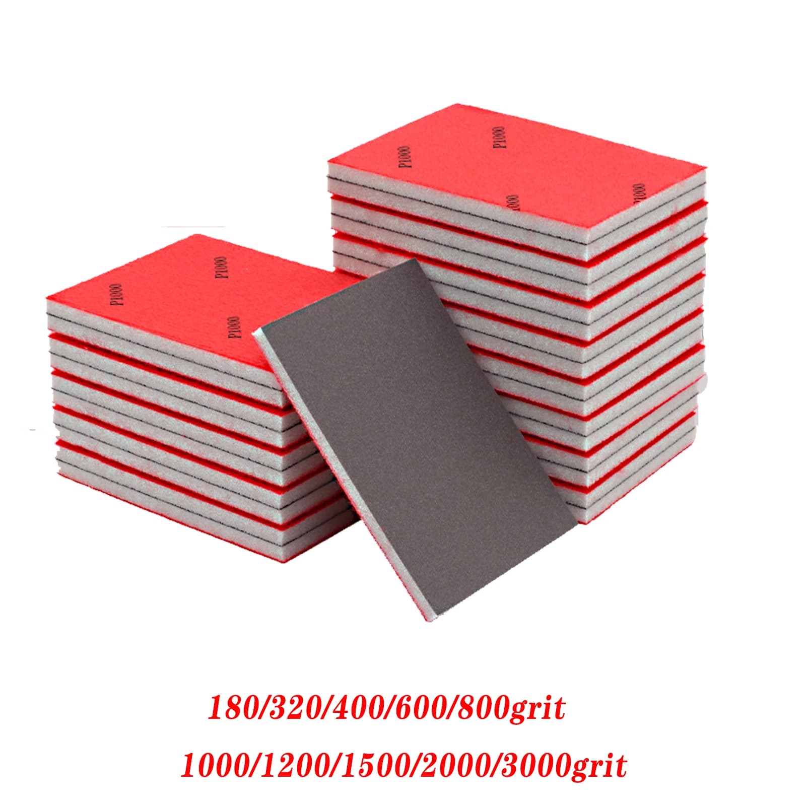 Set di 10/20 Blocchi Spugna Abrasivi 75x100mm, Carta Abrasiva Morbida per Uso a Secco e Umido con Supporto per Lucidatura di Metallo e Legno, Grana 180-3000