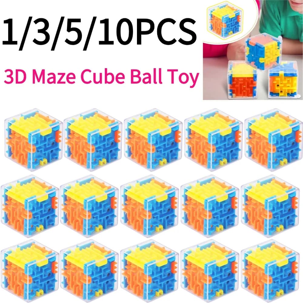 1/3/5/10 Pezzi Cubo Labirinto 3D - Gioco Puzzle a 6 Lati, Rompicapo Educativo per Migliorare la Logica, Cubo Labirinto 3D Stereo