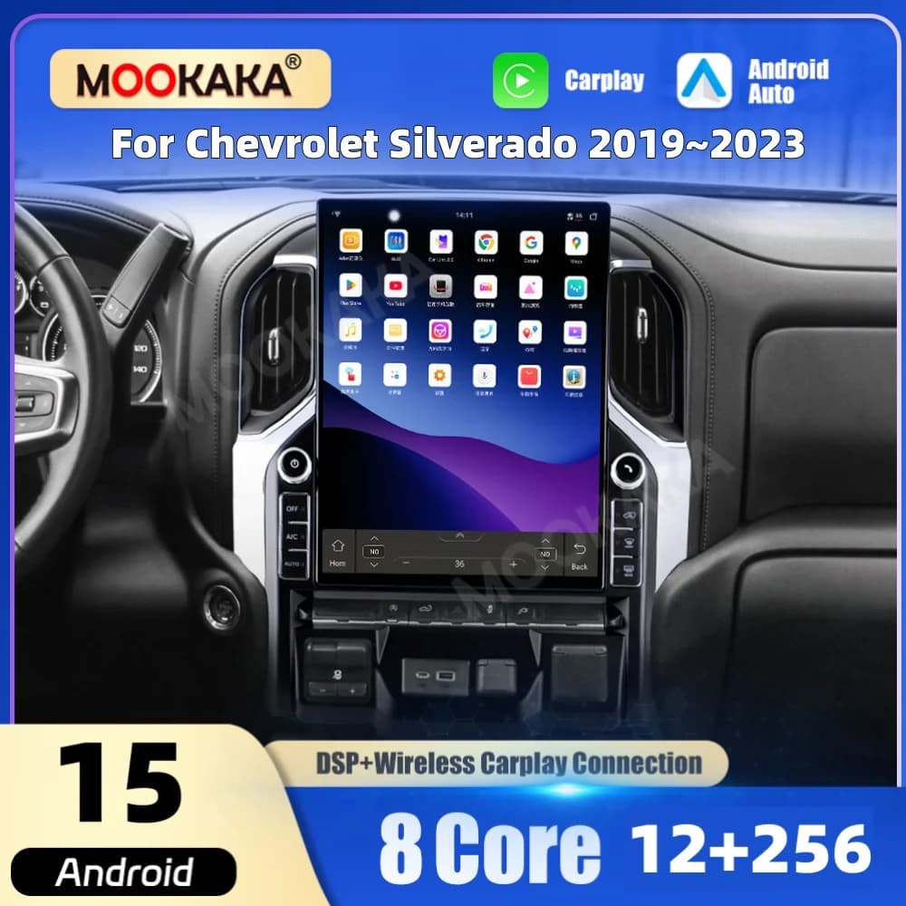 16.2" Car Multimedia Player Android For Chevrolet Silverado 2019~2023 Car Radio GPS Navigation CarPlay Auto DSP Head Unit